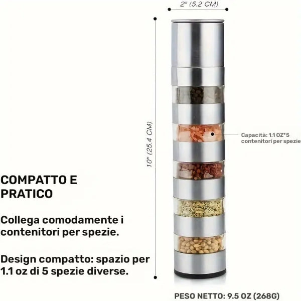 Macina pepe e sale in acciaio